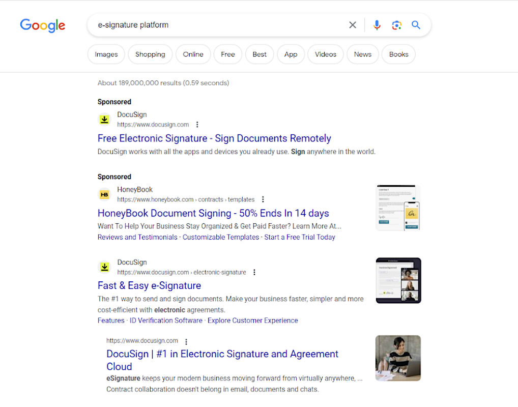 Google ads showing up in the SERPs
