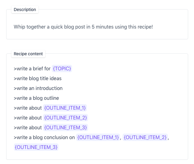 Screenshot of using an AI tool to write blog posts